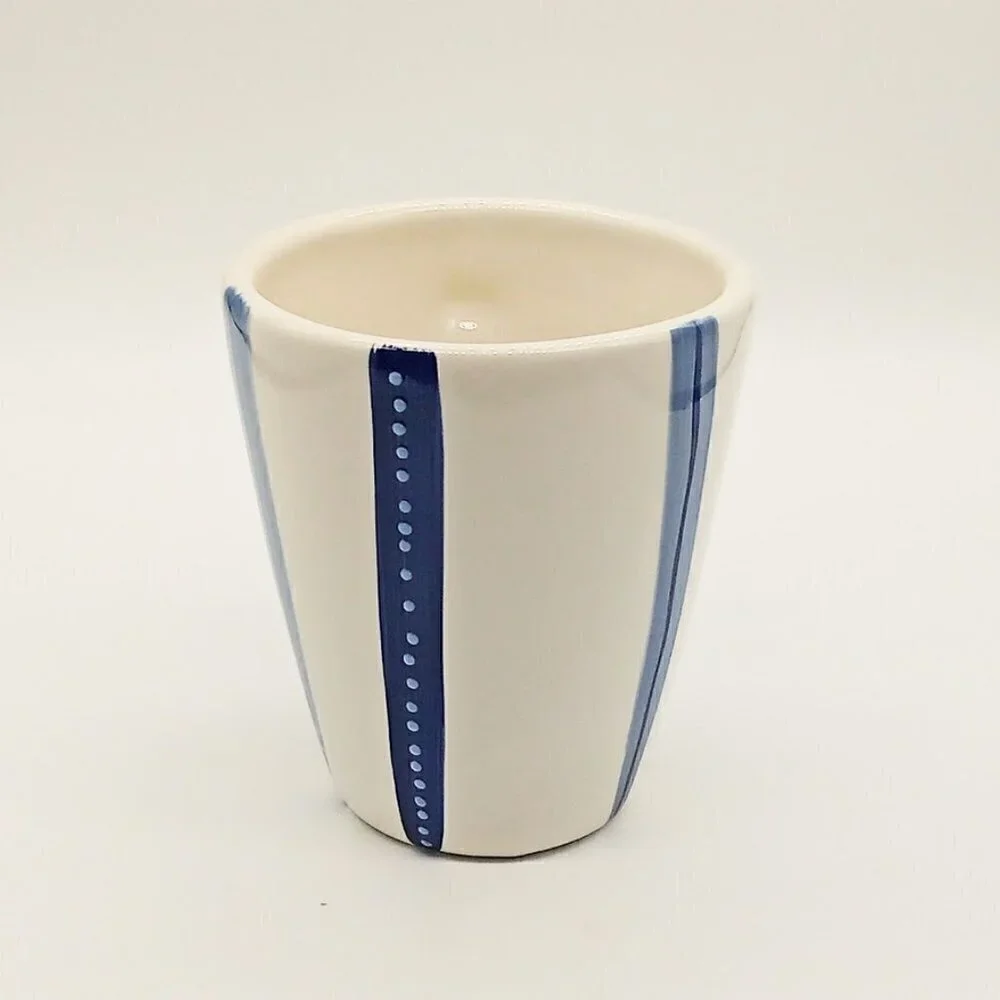 Pottery Barn Tiburon Blue Ivory Ceramic Mug